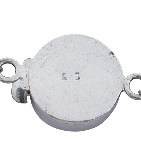 Estate Sterling Silver Black Agate Slice Amethyst Bead Carved Clasp Necklace 21" - Picture 7 of 9